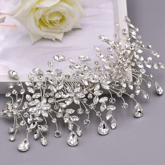 Wedding Tiara Bridal Hair Piece Silver Rhinestone Headband for Ladies main image 8